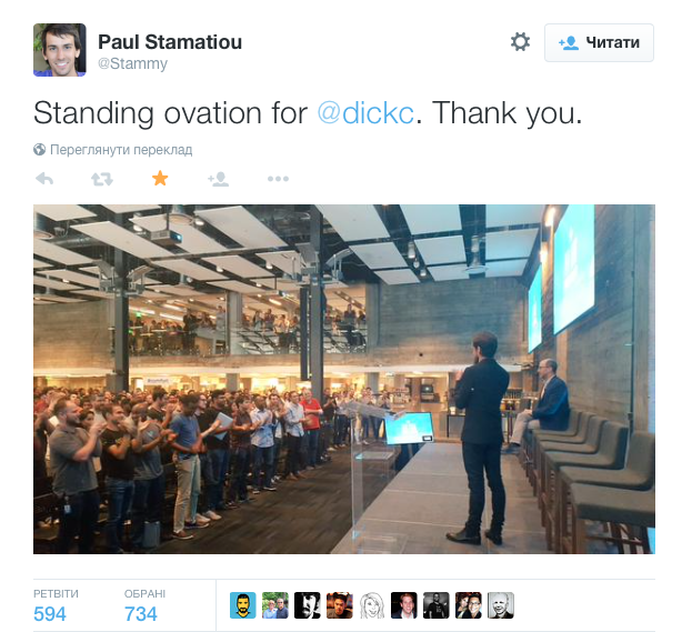 Генеральний директор найпопулярнішого в світі сервісу мікроблогів Дік Костоло   покине свій пост   з 1 липня 2015 року, а на зміну йому тимчасово повертається Джек Дорсі (той самий, який нібито ніколи не повинен був повернутися)