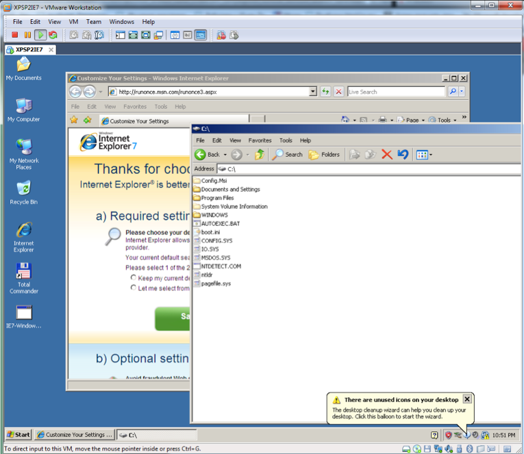 Windows XP, IE7