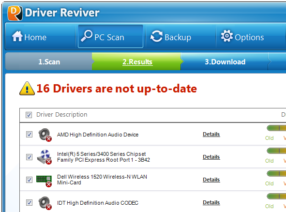 Результати сканування від ReviverSoft Driver Reviver [/ caption]