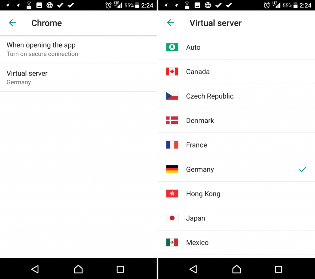 Для початку, відкрийте Kaspersky Secure Connection (у вас на пристрої він може називатися Kaspersky VPN) і натисніть на значок шестерні в правому верхньому куті екрану