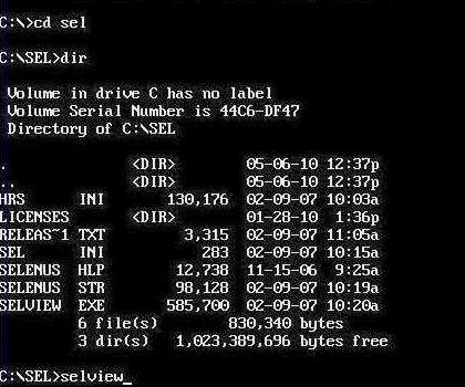 Після переходу в середу DOS перейдіть в каталог, що містить програму перегляду SEL, і виконайте файл Сельва